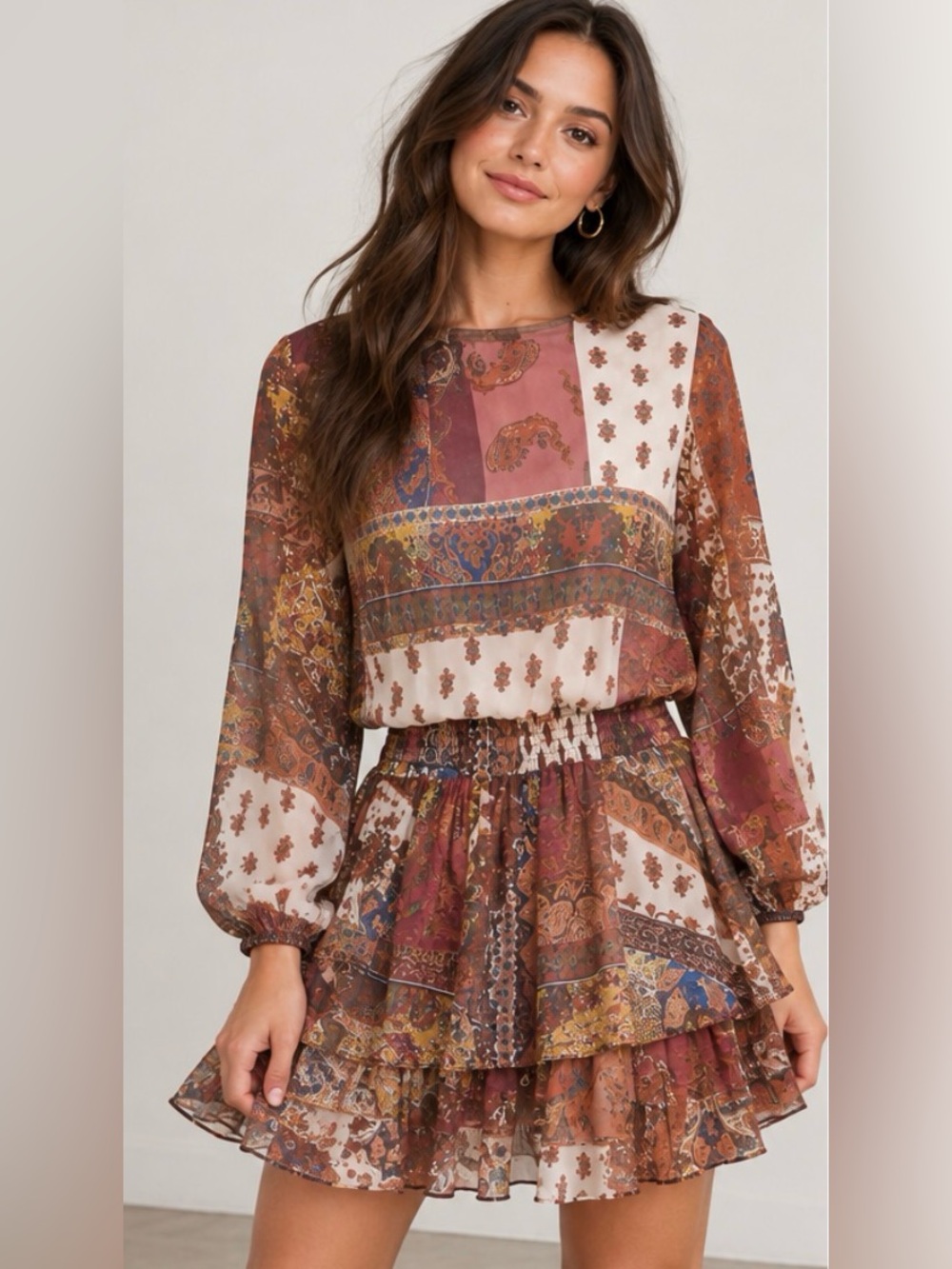 Bluivy Patchwork Paisley Boho Romper Size Large NWT
